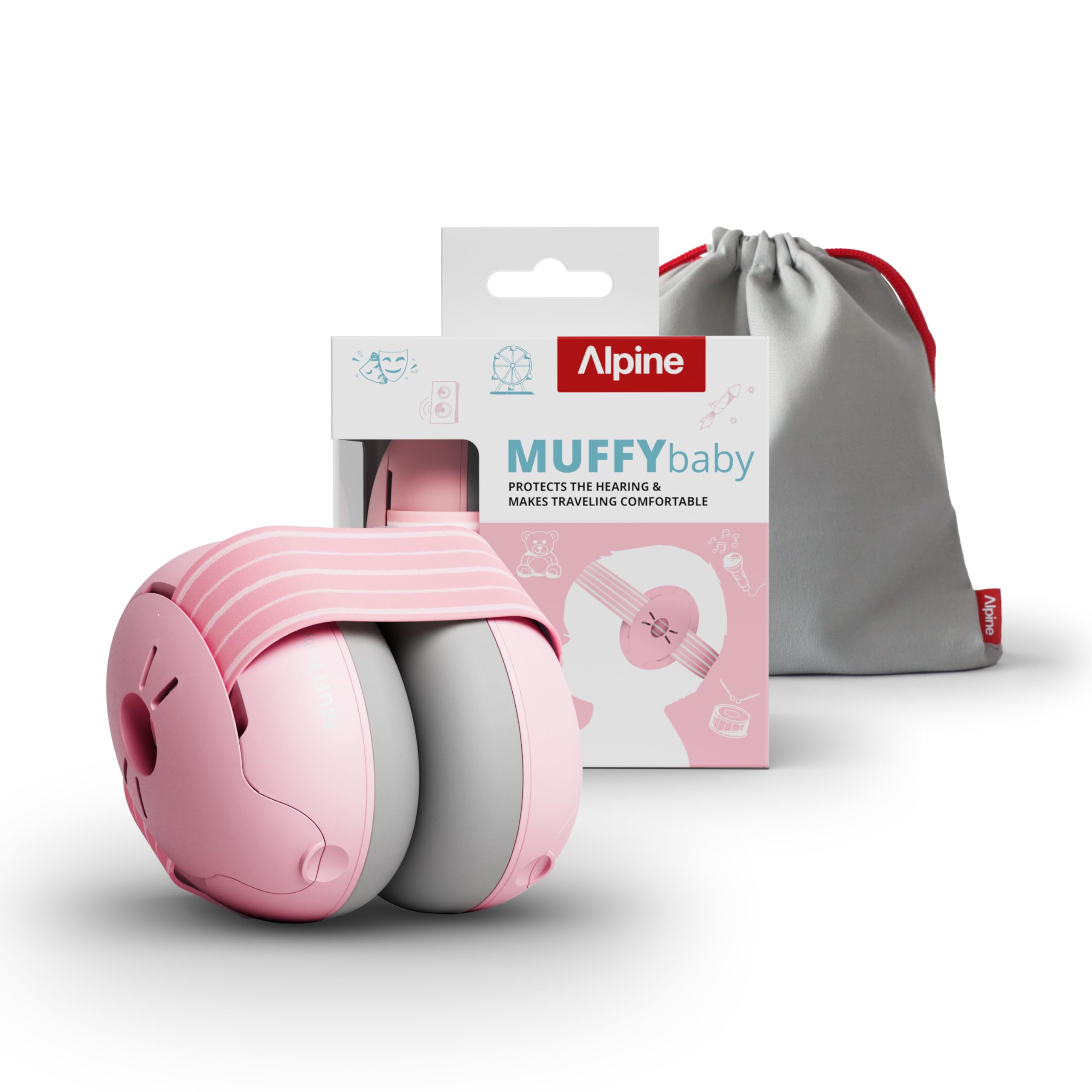 Alpine Muffy Baby front view showing compact design and secure fit