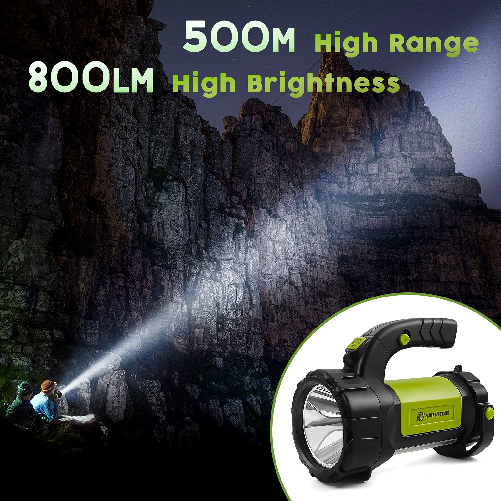 AlpsWolf glowing in 360-degree lantern mode for even campsite illumination