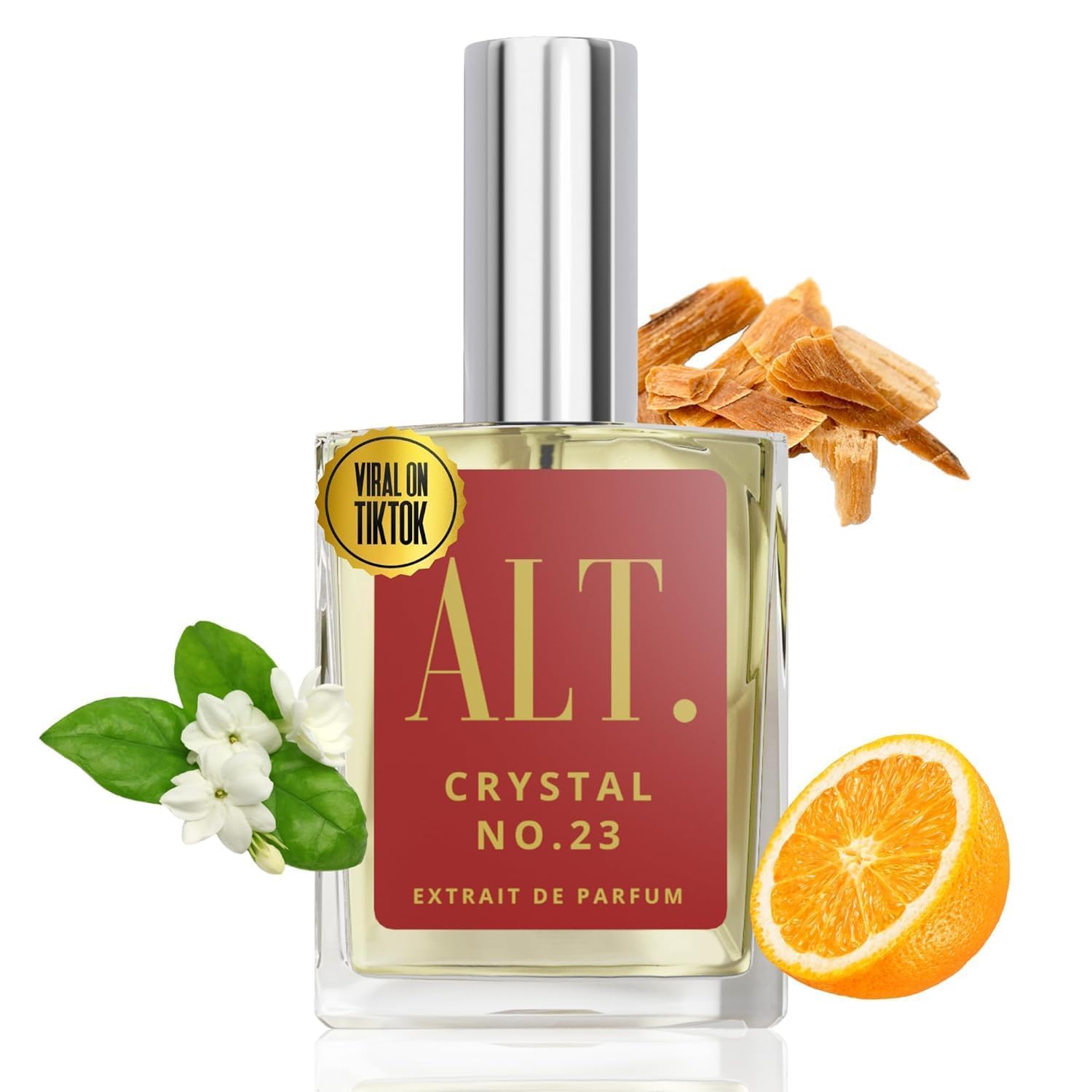 ALT. FRAGRANCES Crystal No. 23 bottle front shows elegant design and long-lasting performance