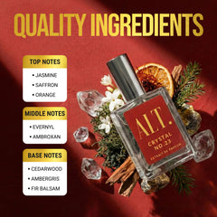 ALT. FRAGRANCES label detail highlighting fragrance name and extrait concentration for confidence