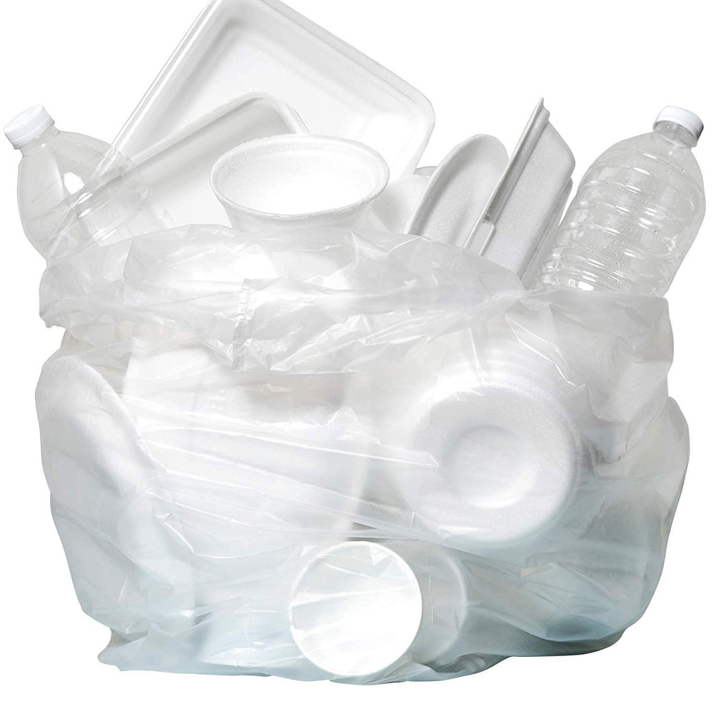 Aluf Plastics clear bag flat spread showing thin durable 6-micron film