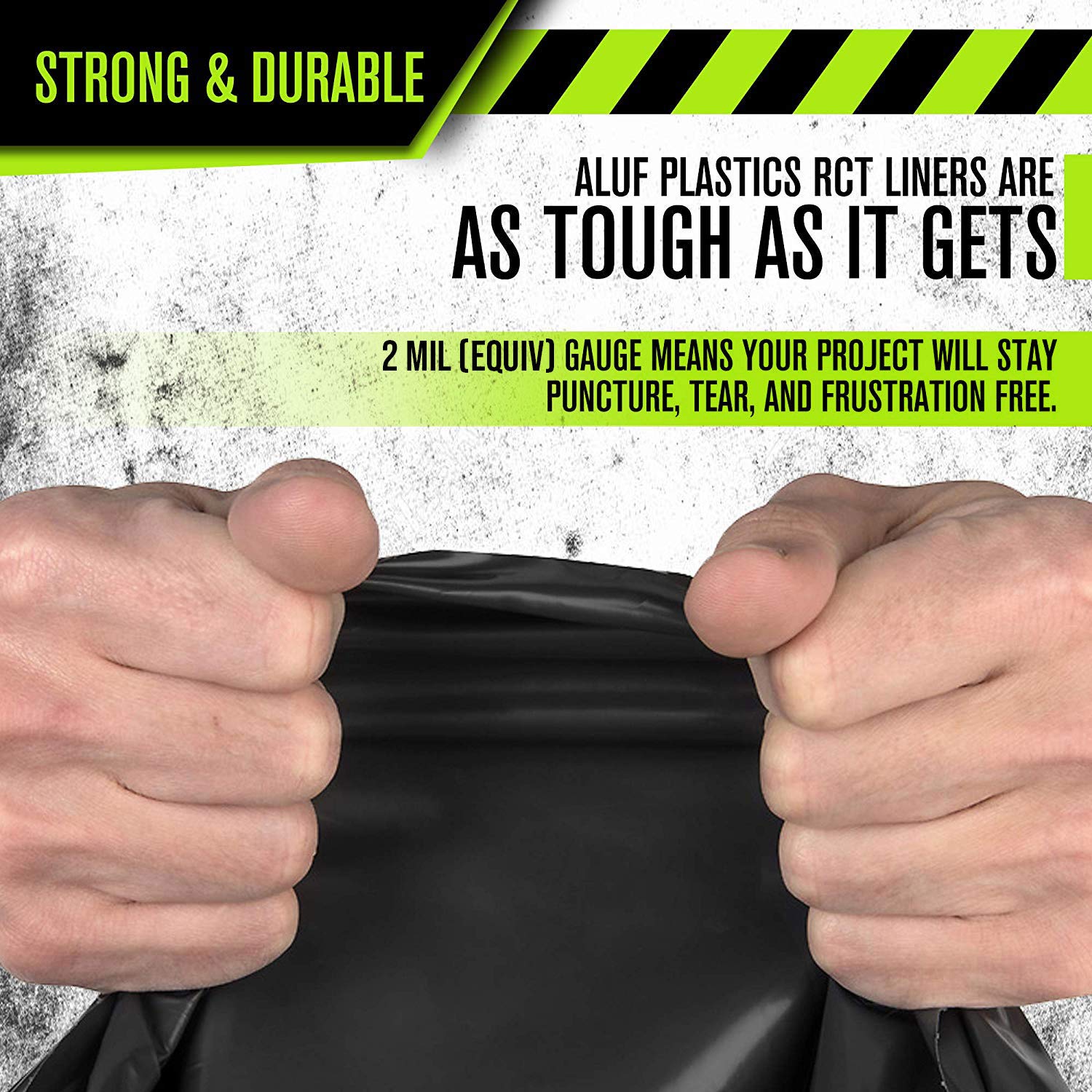Aluf Plastics film texture close-up highlighting thick 2.0 mil strength benefit