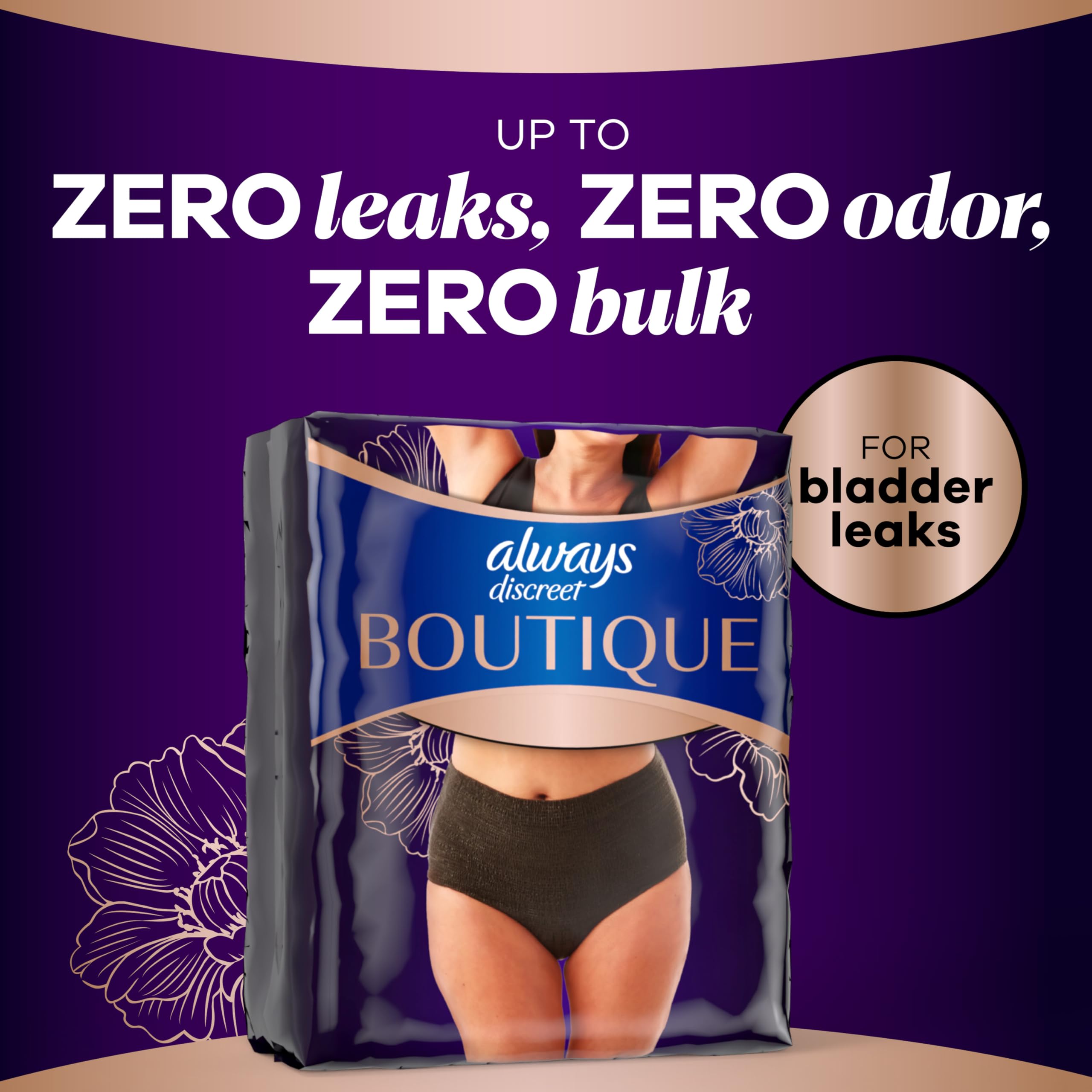 Always Discreet boutique waistband detail showing snug fit and smooth silhouette benefit