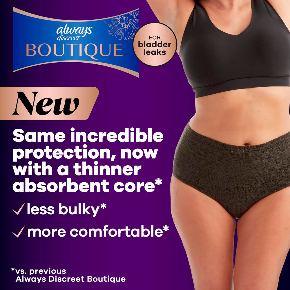 Always Discreet boutique fabric close-up illustrating soft, underwear-like comfort