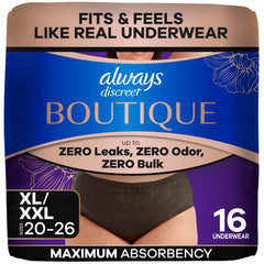 Always Discreet front packaging showing product name and protection benefits