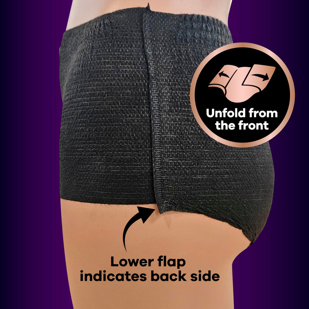 Always Discreet boutique LeakGuards close-up highlighting leak containment along curves