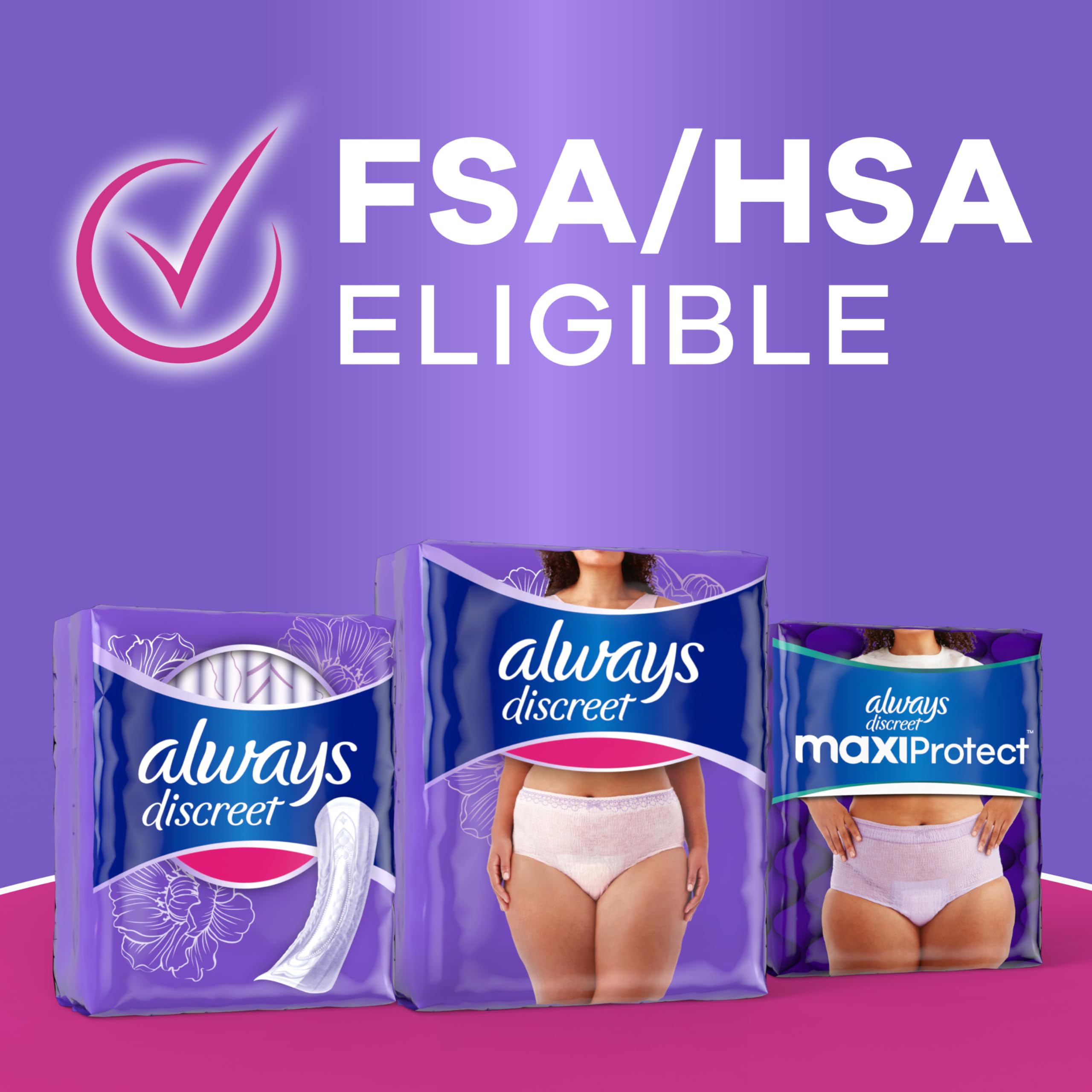 Always Discreet multiple packs in discreet bulk packaging for storage