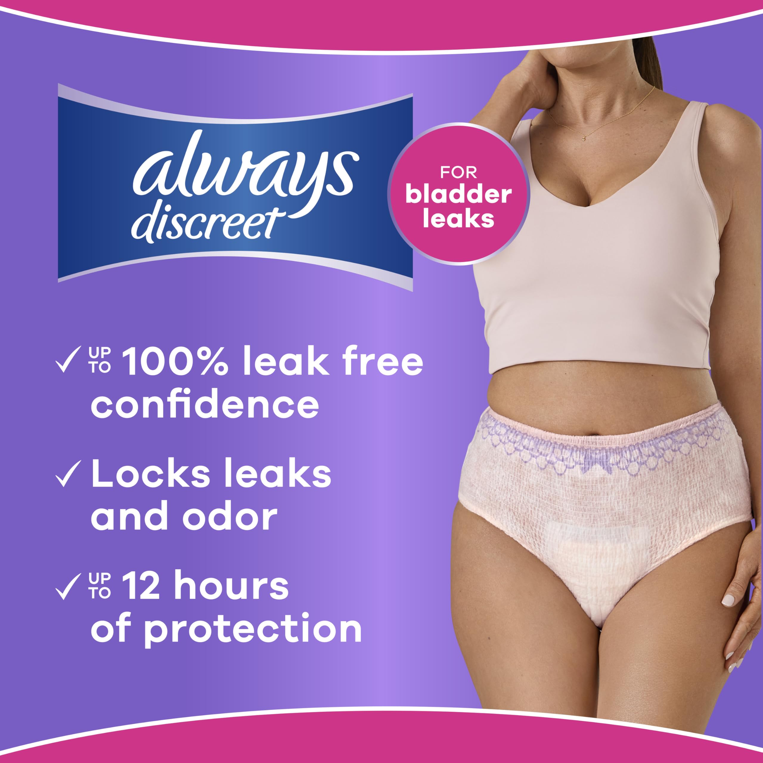 Always Discreet LeakGuard leg barrier detail preventing side leaks