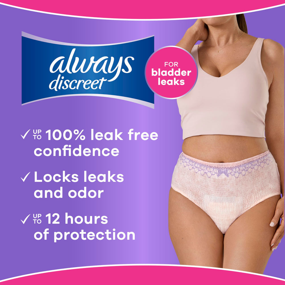 Always Discreet LeakGuard leg barrier detail preventing side leaks