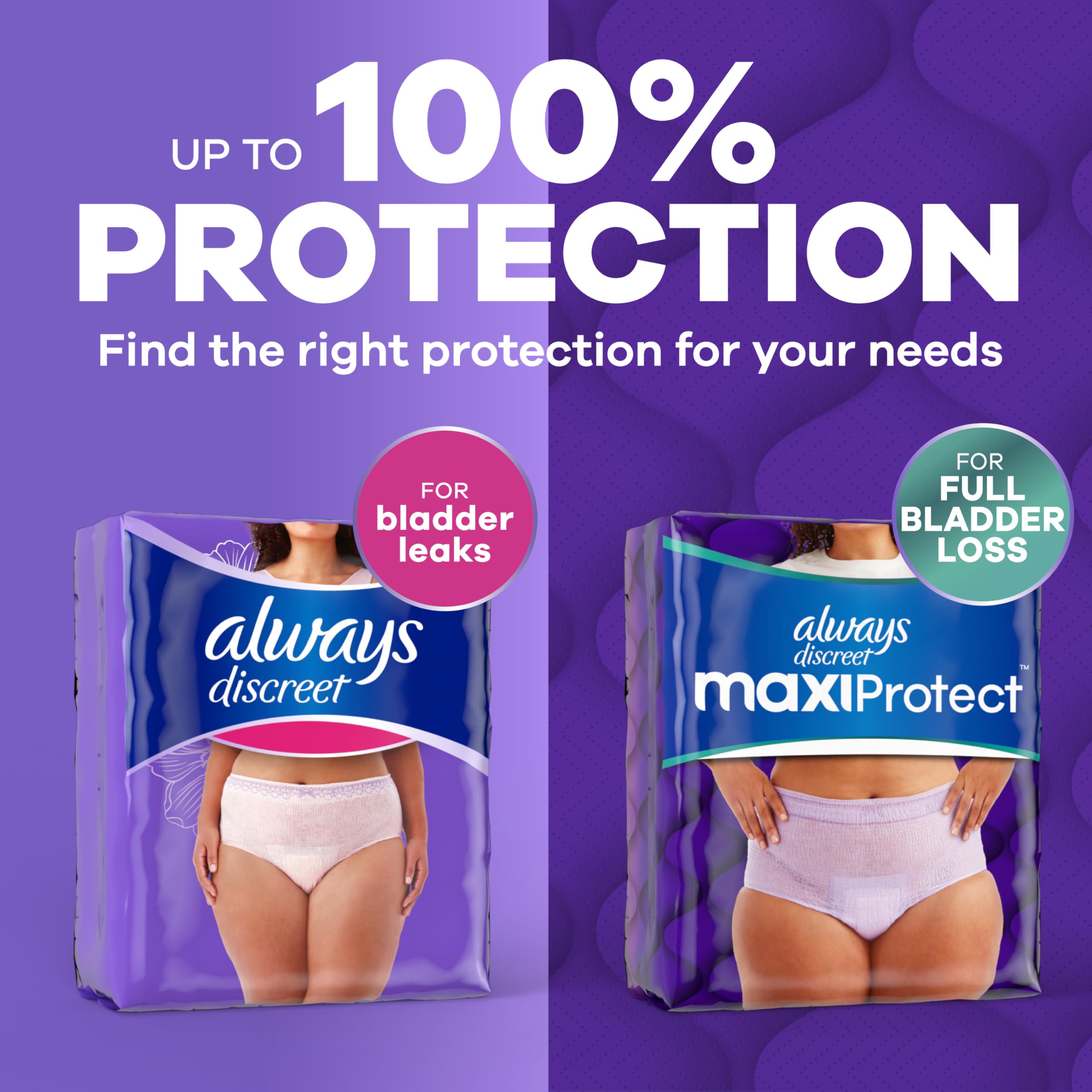 Always Discreet easy-open bag with single brief removal convenience