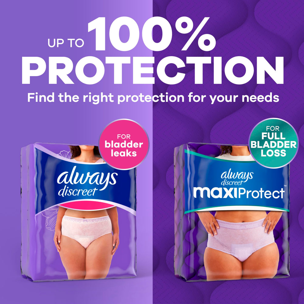 Always Discreet easy-open bag with single brief removal convenience