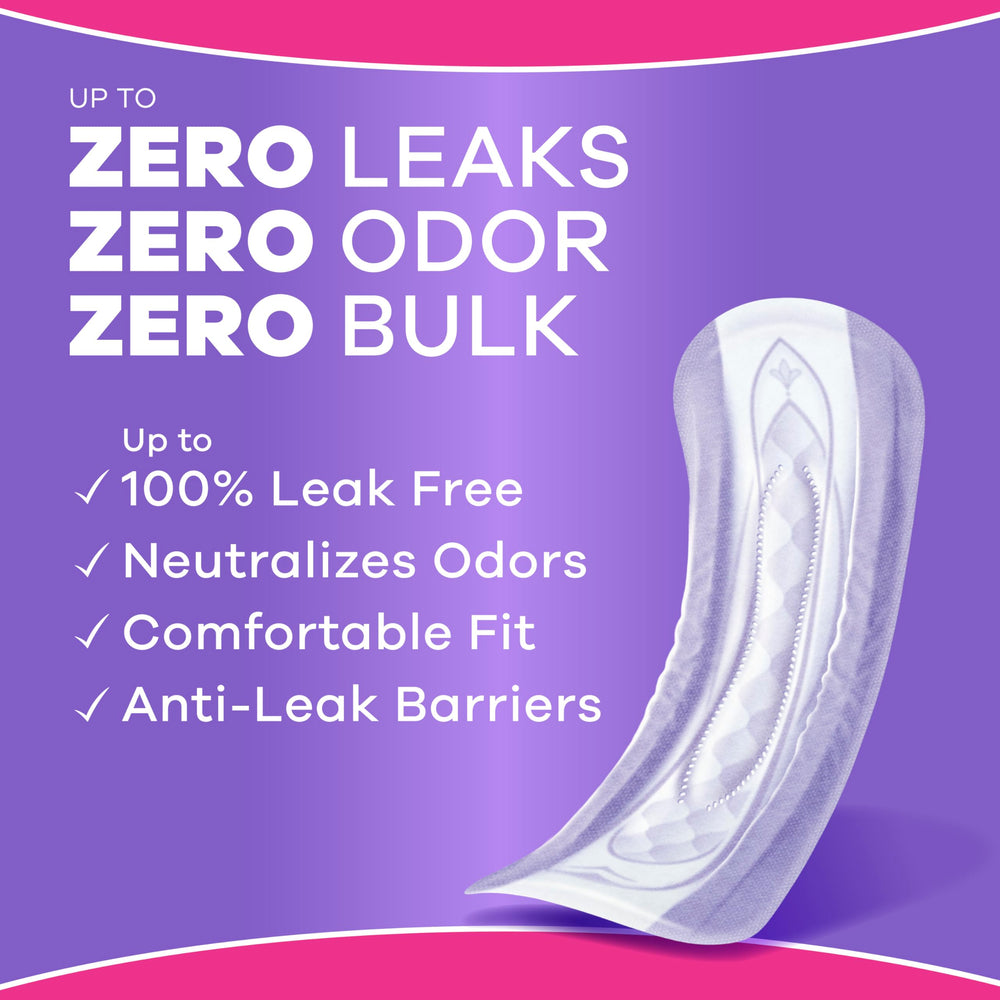 Always Discreet absorbent core close-up illustrating RapidDry fast absorption benefit