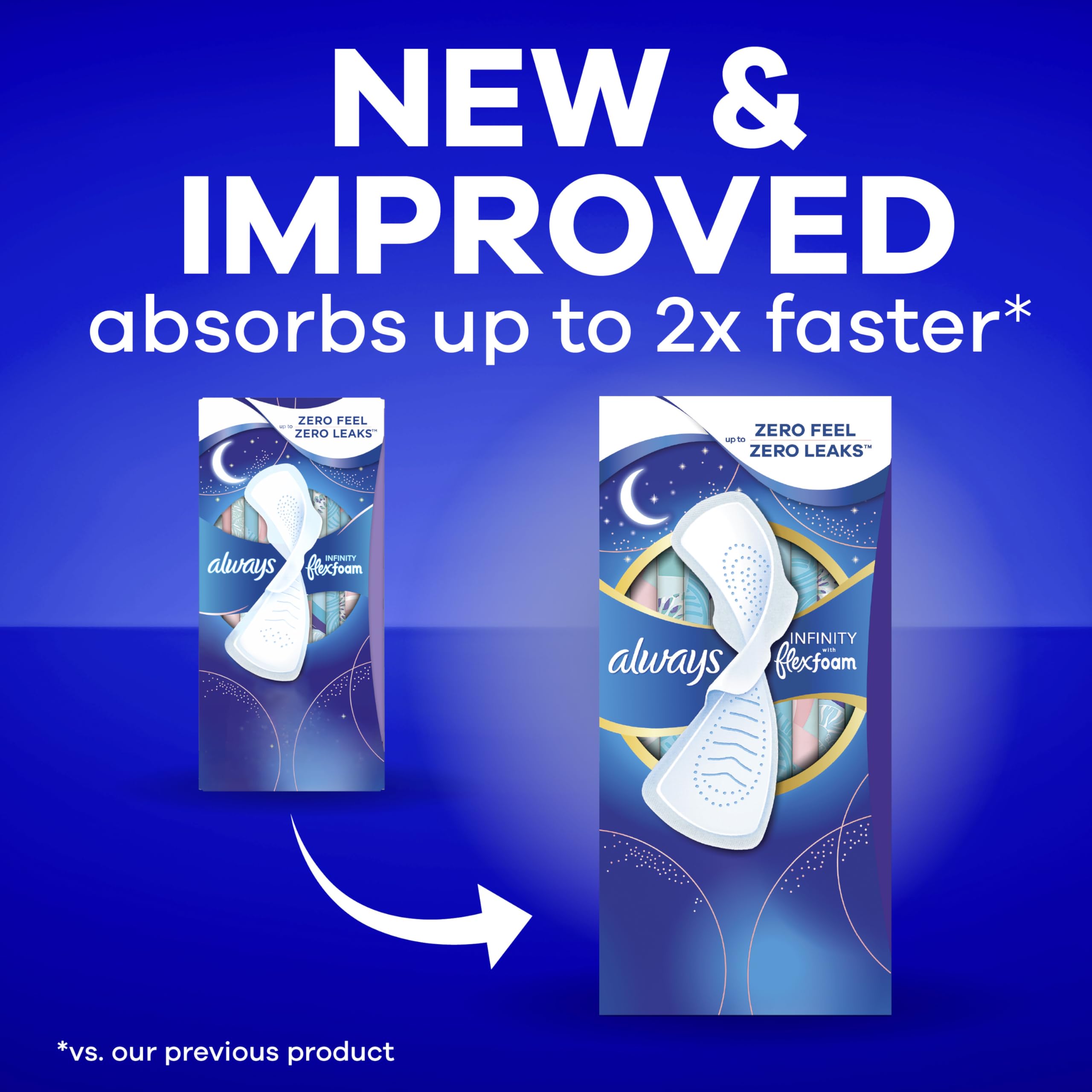 Always Infinity FlexFoam core close-up highlighting high absorbency benefit
