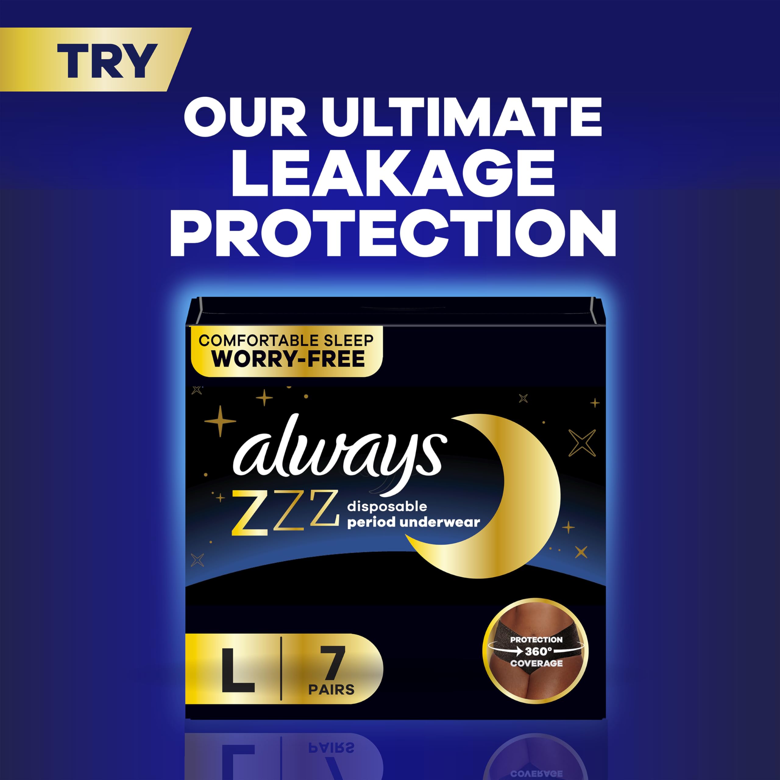 Always individually wrapped pad illustrating hygiene and easy portability