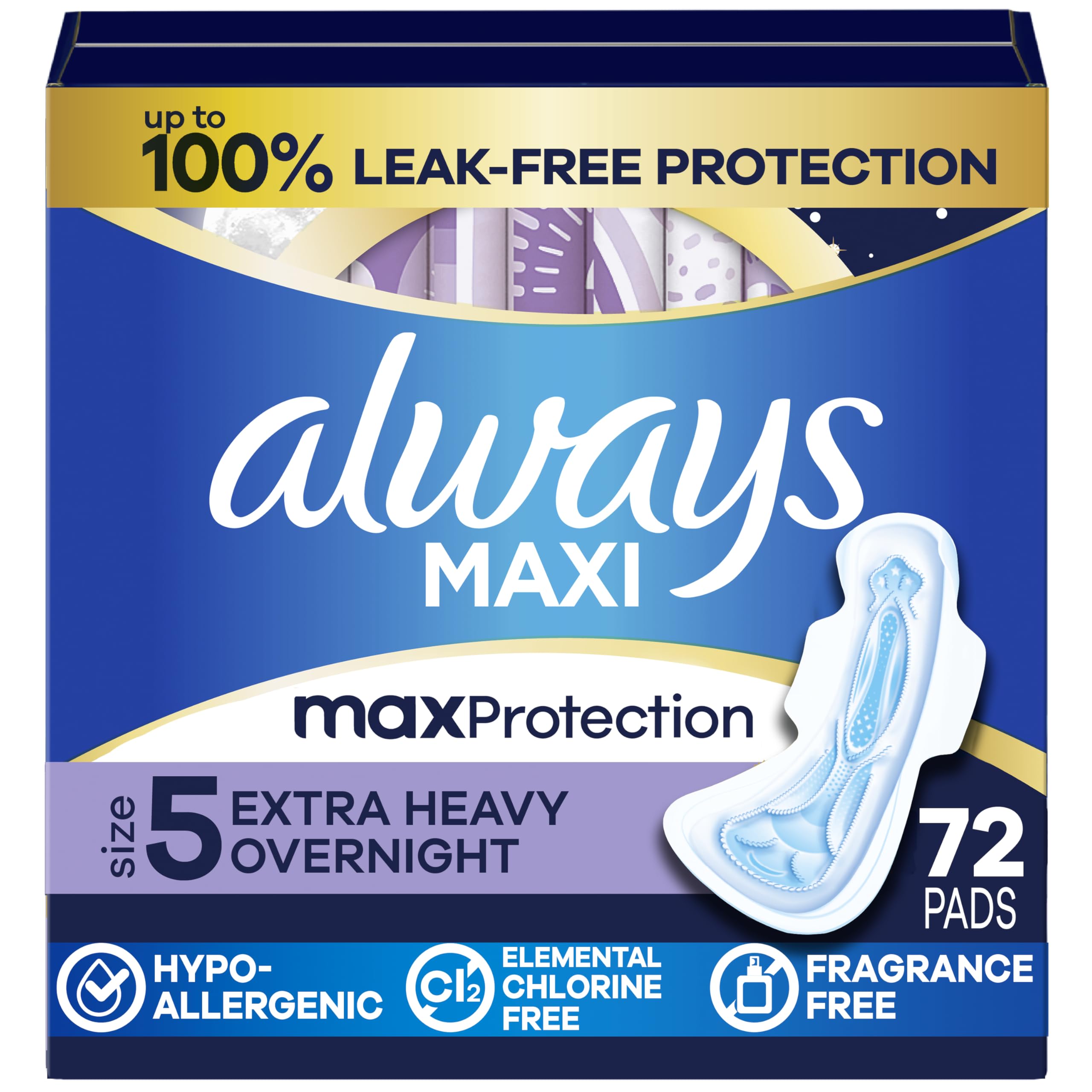 Always Maxi Size 5 front packaging showing count and extra coverage benefit