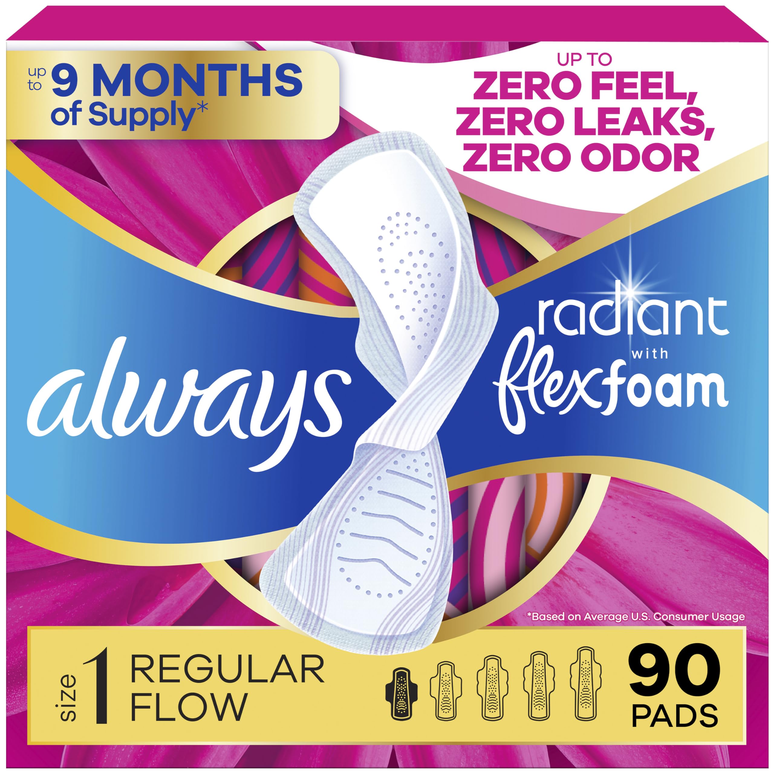 Always Radiant front packaging showing product and benefits