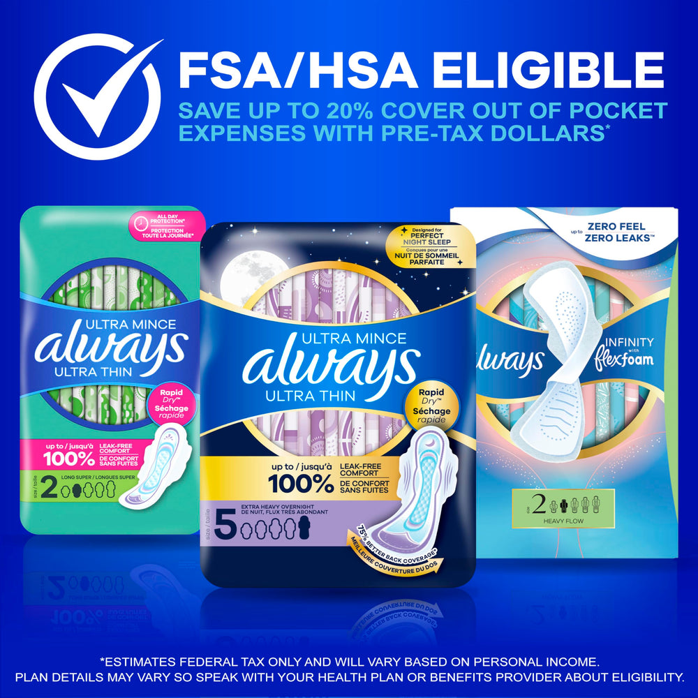 Always Ultra Thin Size 2 stored in a purse, great for on-the-go protection