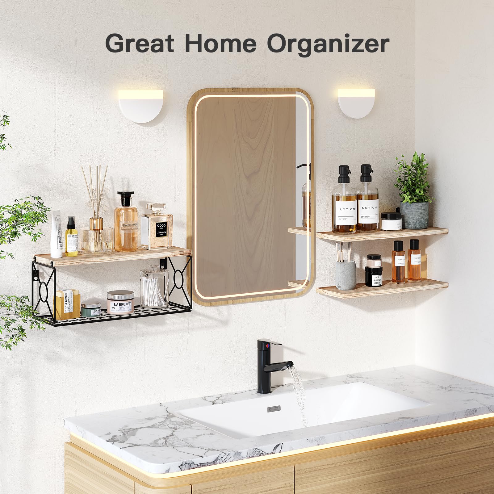 AMADA HOMEFURNISHING styled bathroom scene showing neat storage and enhanced decor