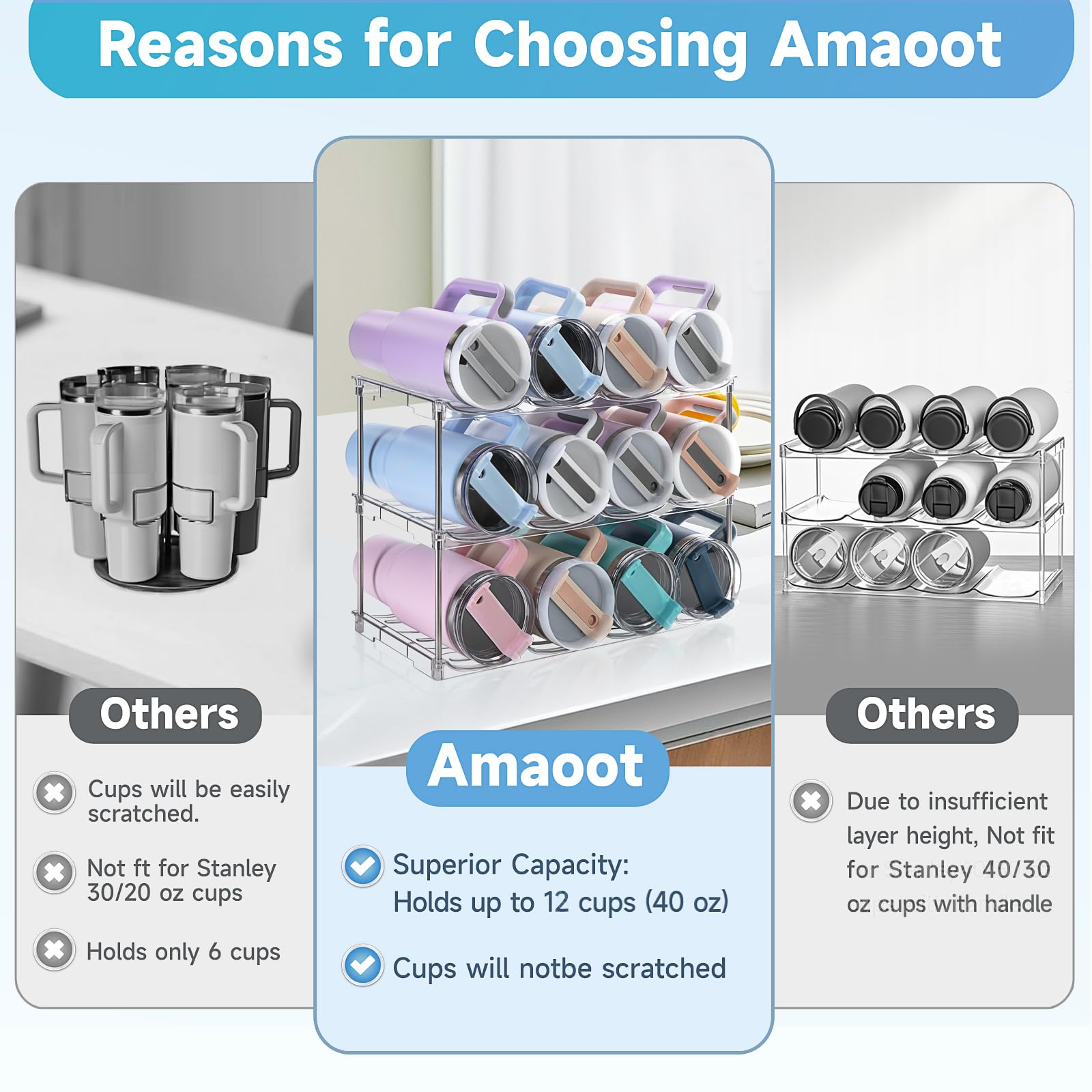 Amaoot close-up showing widened 5.59 inch slot spacing for large bottles