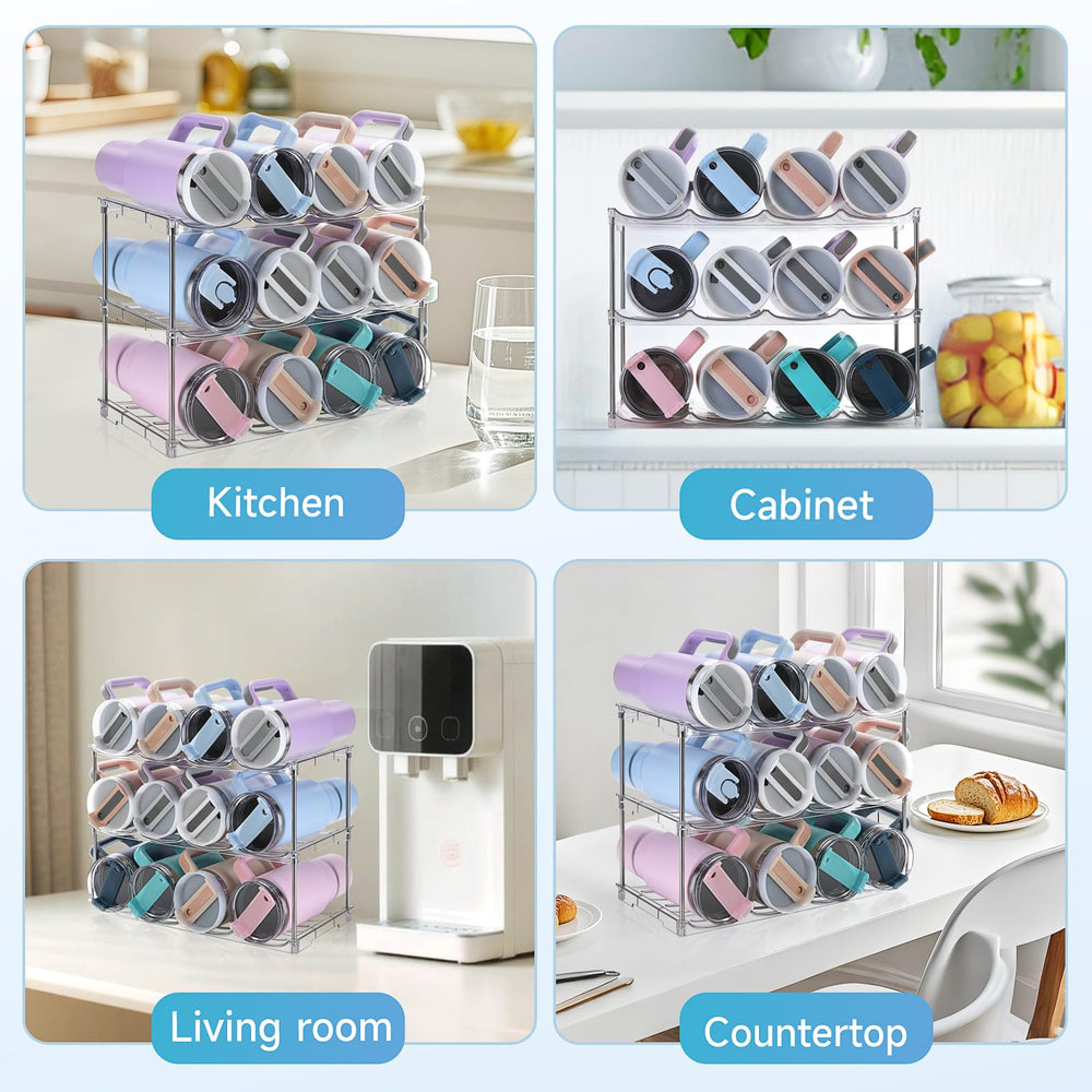 Amaoot lifestyle kitchen counter with organized tumblers for neat storage