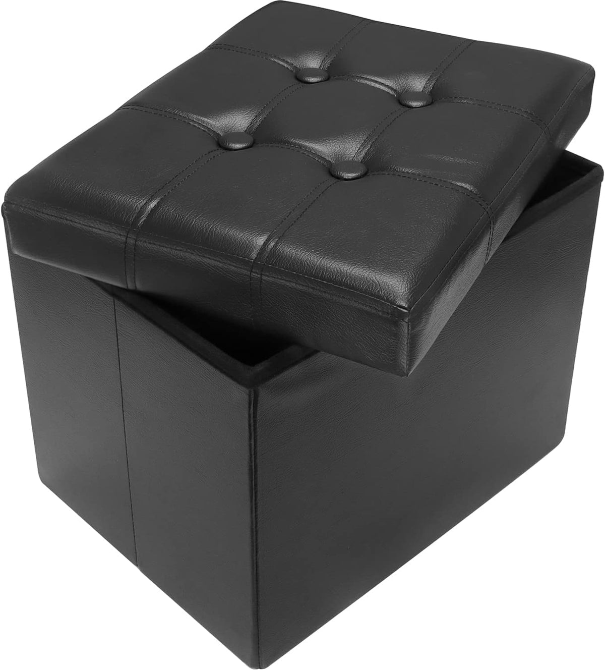 AmasSmile ottoman front view showing sleek black finish and neat silhouette for style