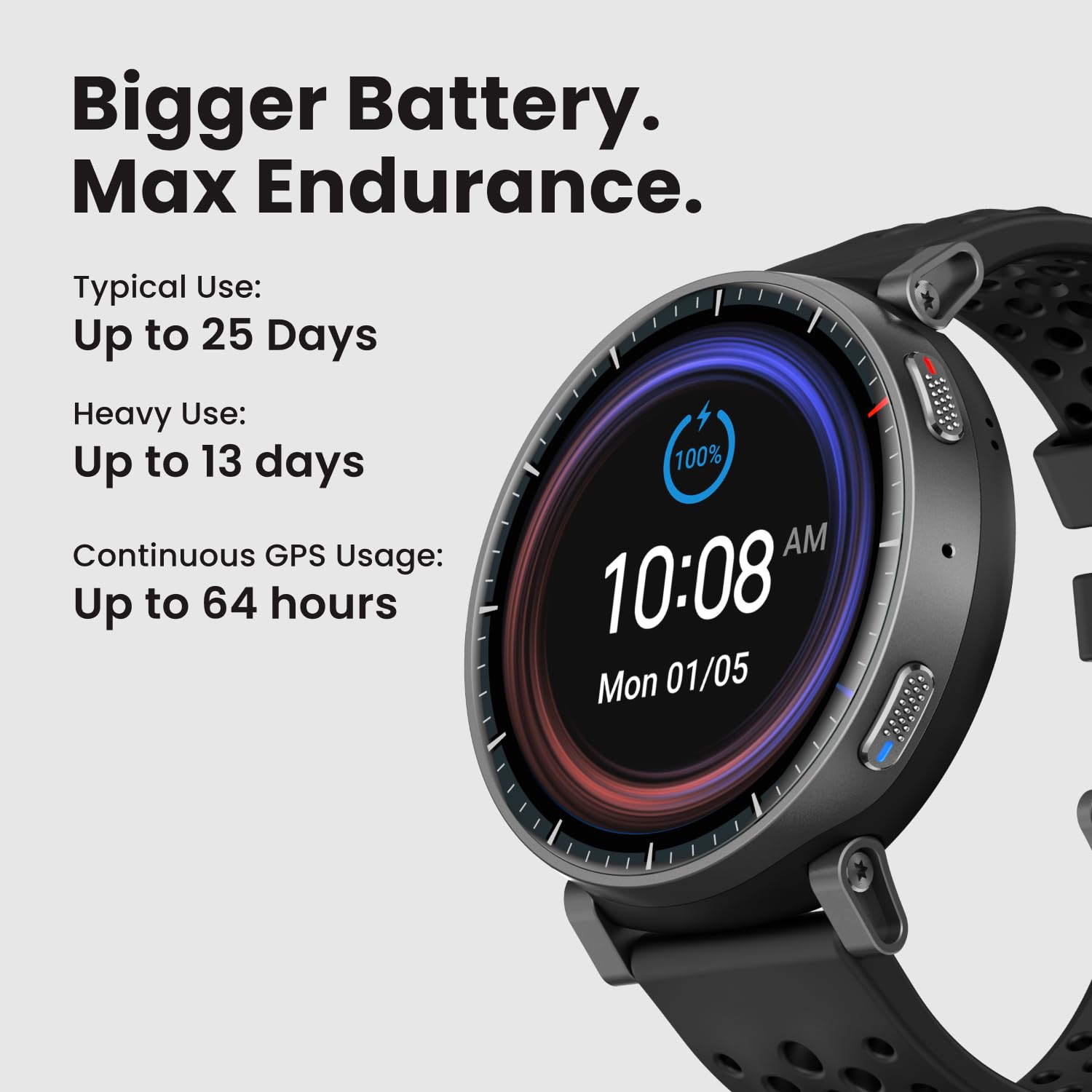 Amazfit Active Max close-up of display texture highlighting touchscreen detail and readability