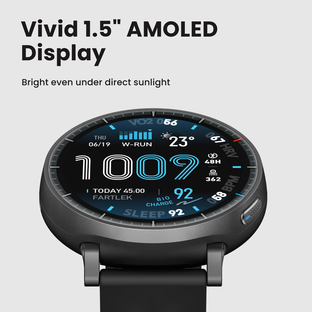 Amazfit Active Max side profile showcasing durable design and comfortable band fit