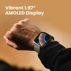 Amazfit Bip 6 side profile highlighting aluminum case and lightweight benefit