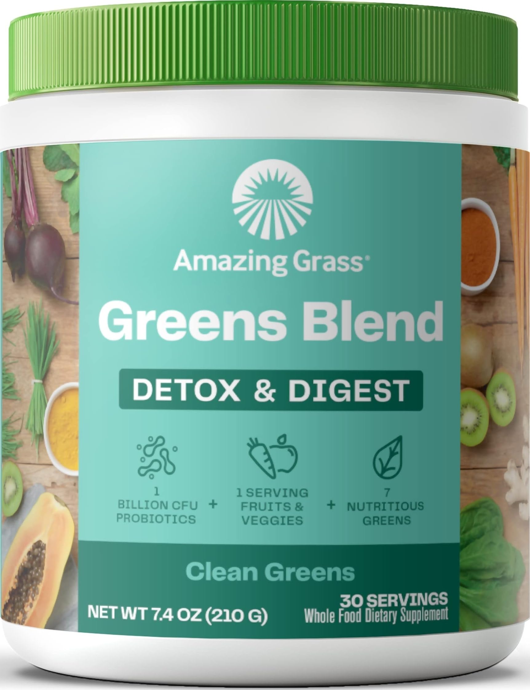 Amazing Grass front packaging showing label and organic badge for clear ingredient benefits