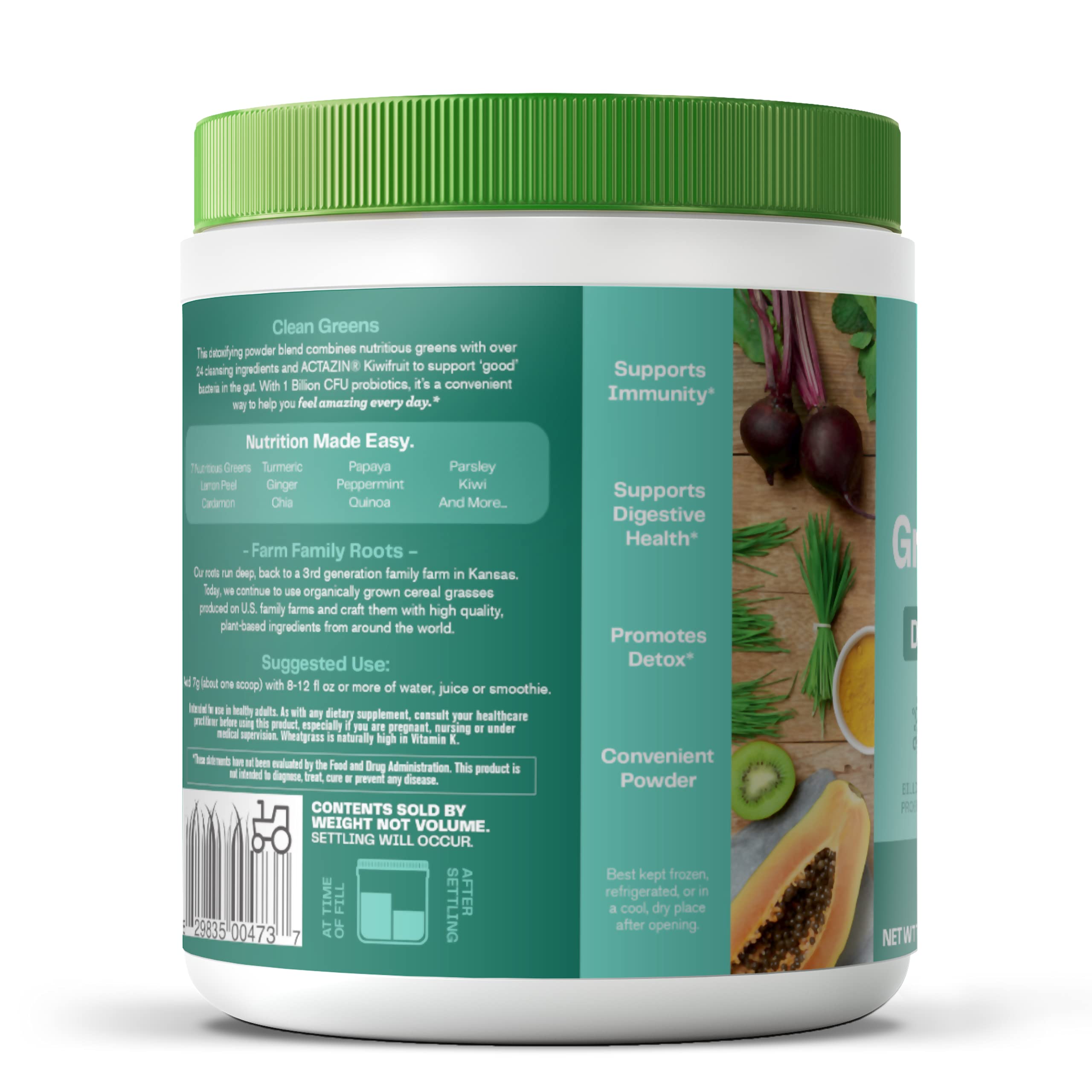 Amazing Grass bundle of greens and botanicals representing farm-sourced ingredients benefit