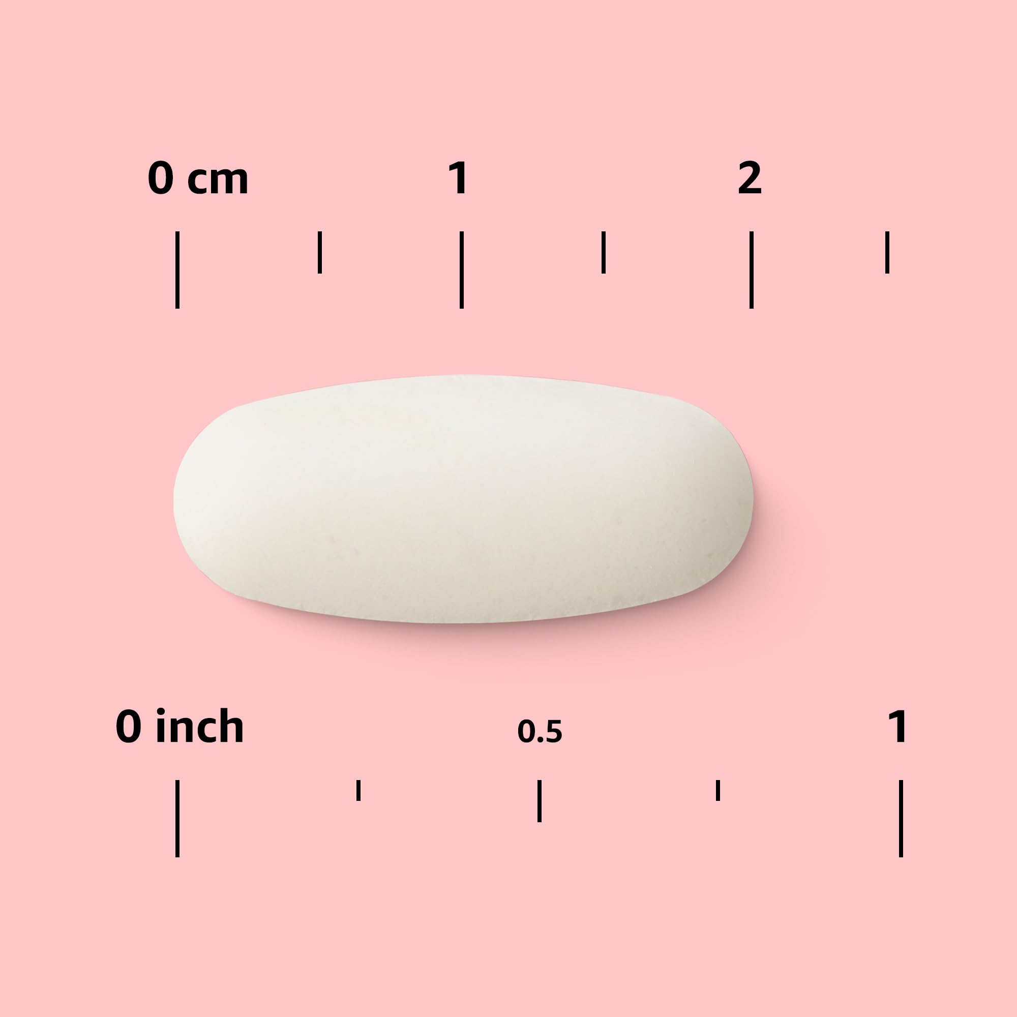 hand holding the Amazon Basics bottle to show scale and the 240-tablet supply for purchase perspective