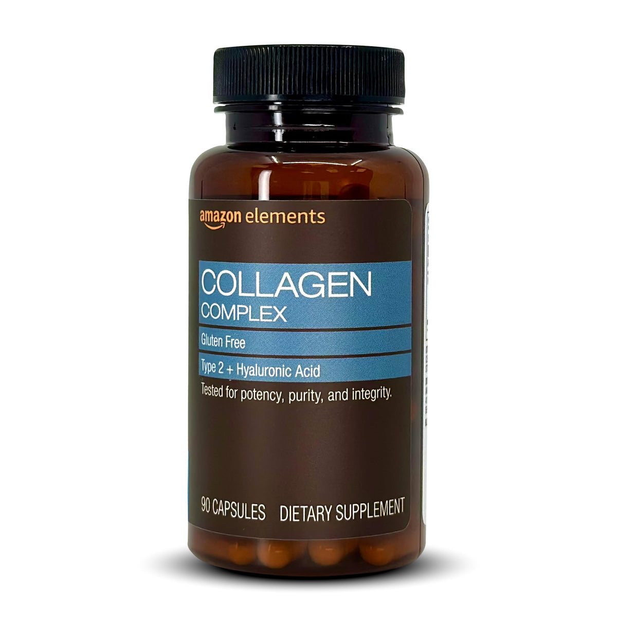 Amazon Elements front packaging showing label and 90-capsule count for convenience