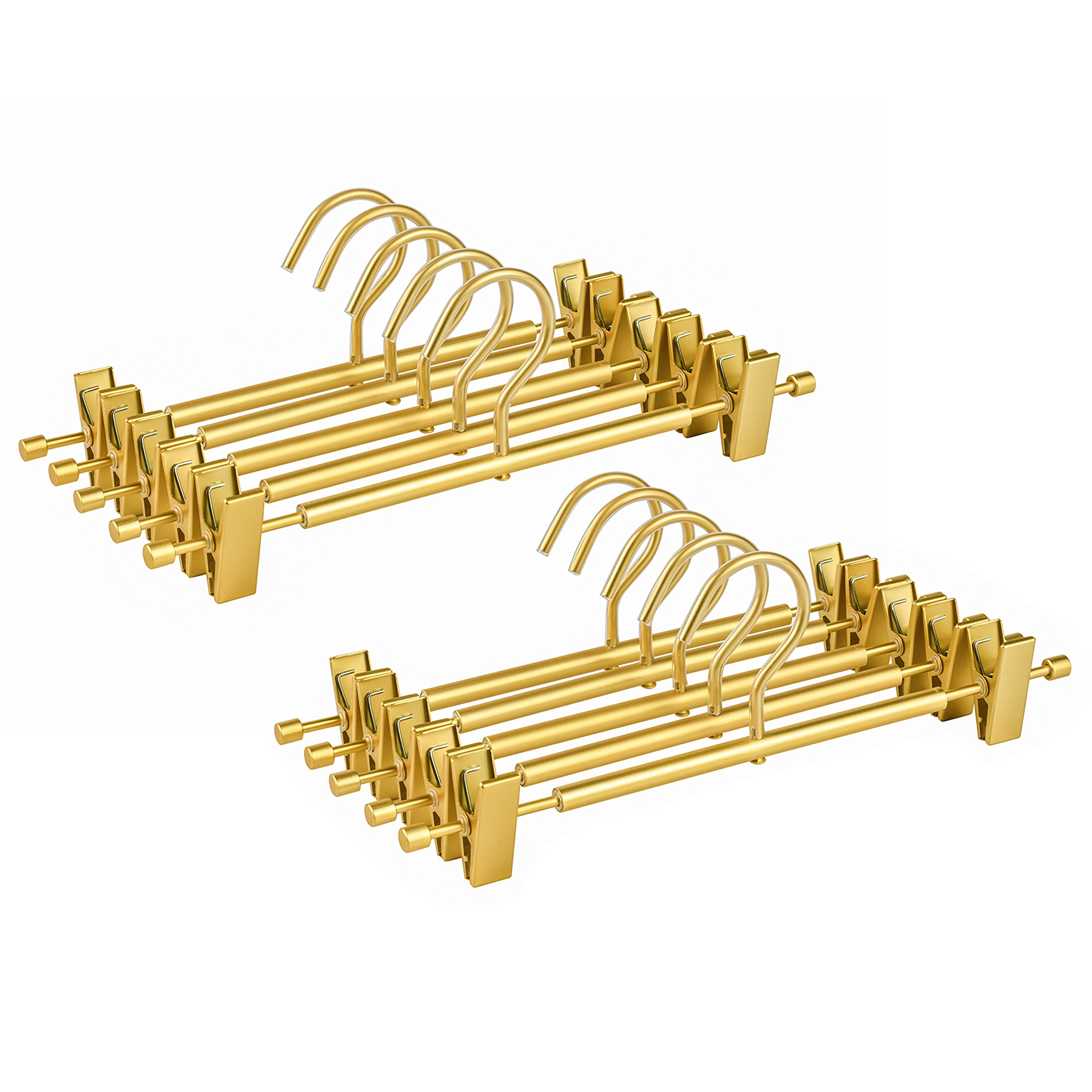 Amber Home front view of 10 hangers showing matte gold finish and uniform look