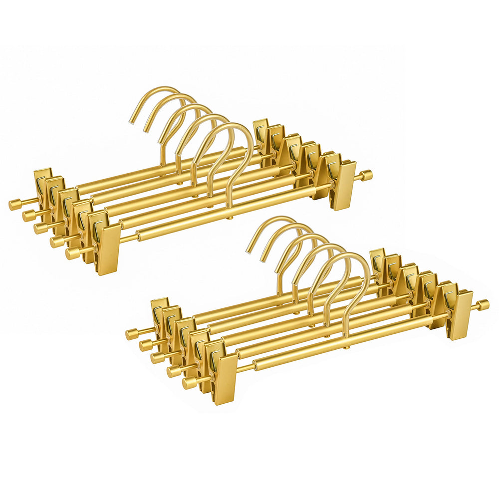 Amber Home front view of 10 hangers showing matte gold finish and uniform look