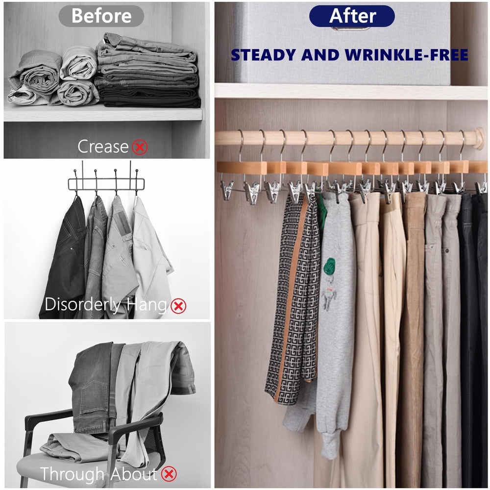 Amber Home stacked hangers next to ruler showing 14-inch size for compact storage