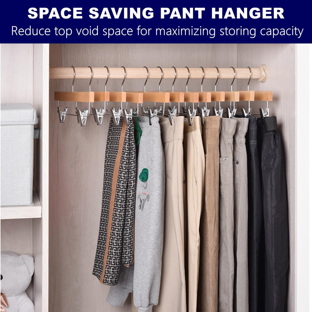 Amber Home hangers holding jeans and skirts demonstrating strong hold and wrinkle prevention