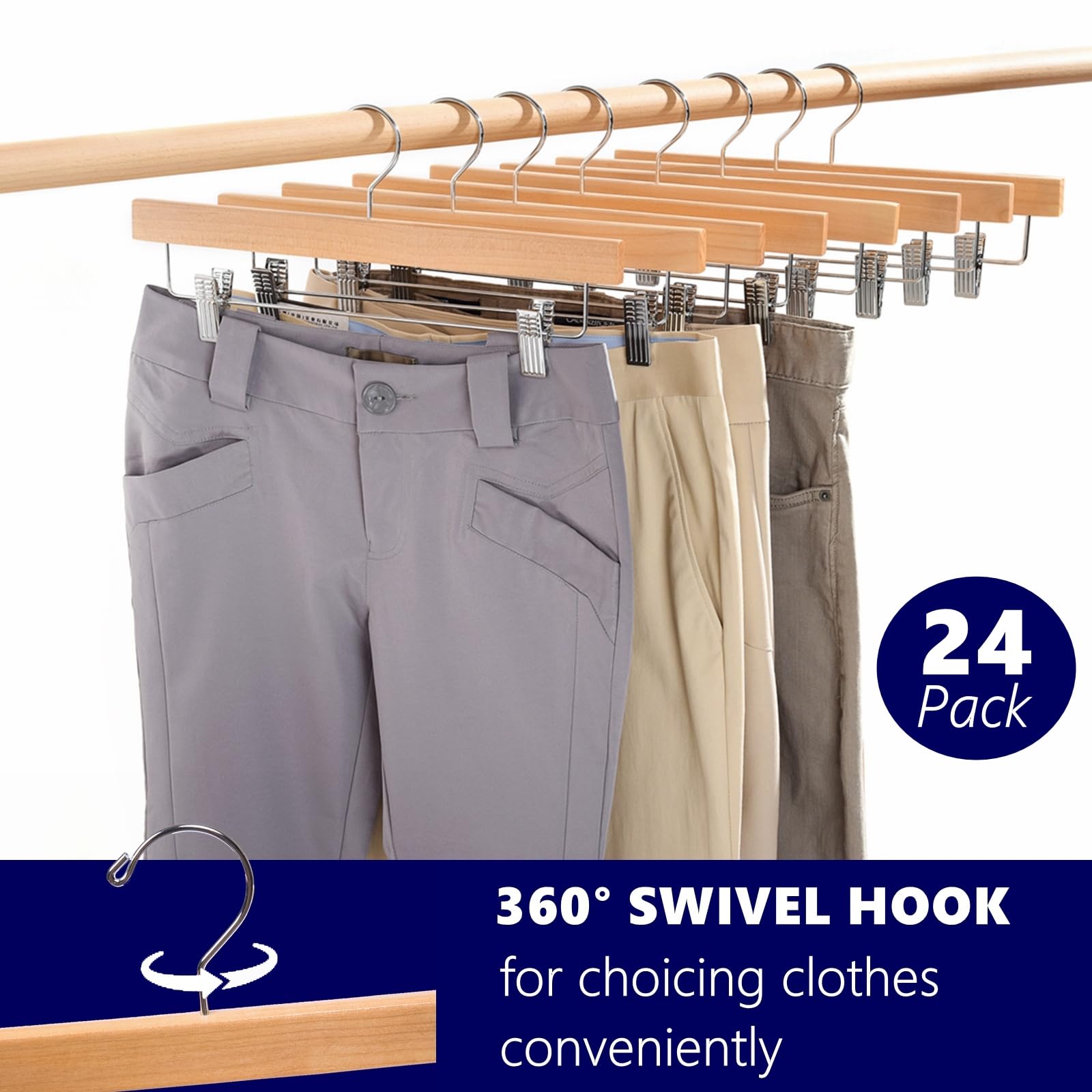Amber Home hangers arranged in closet illustrating organized wardrobe and space-saving benefit