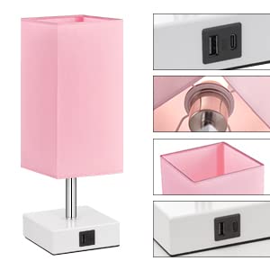 Ambimall pink lamp in bedroom lifestyle creating cozy, decorative bedside lighting