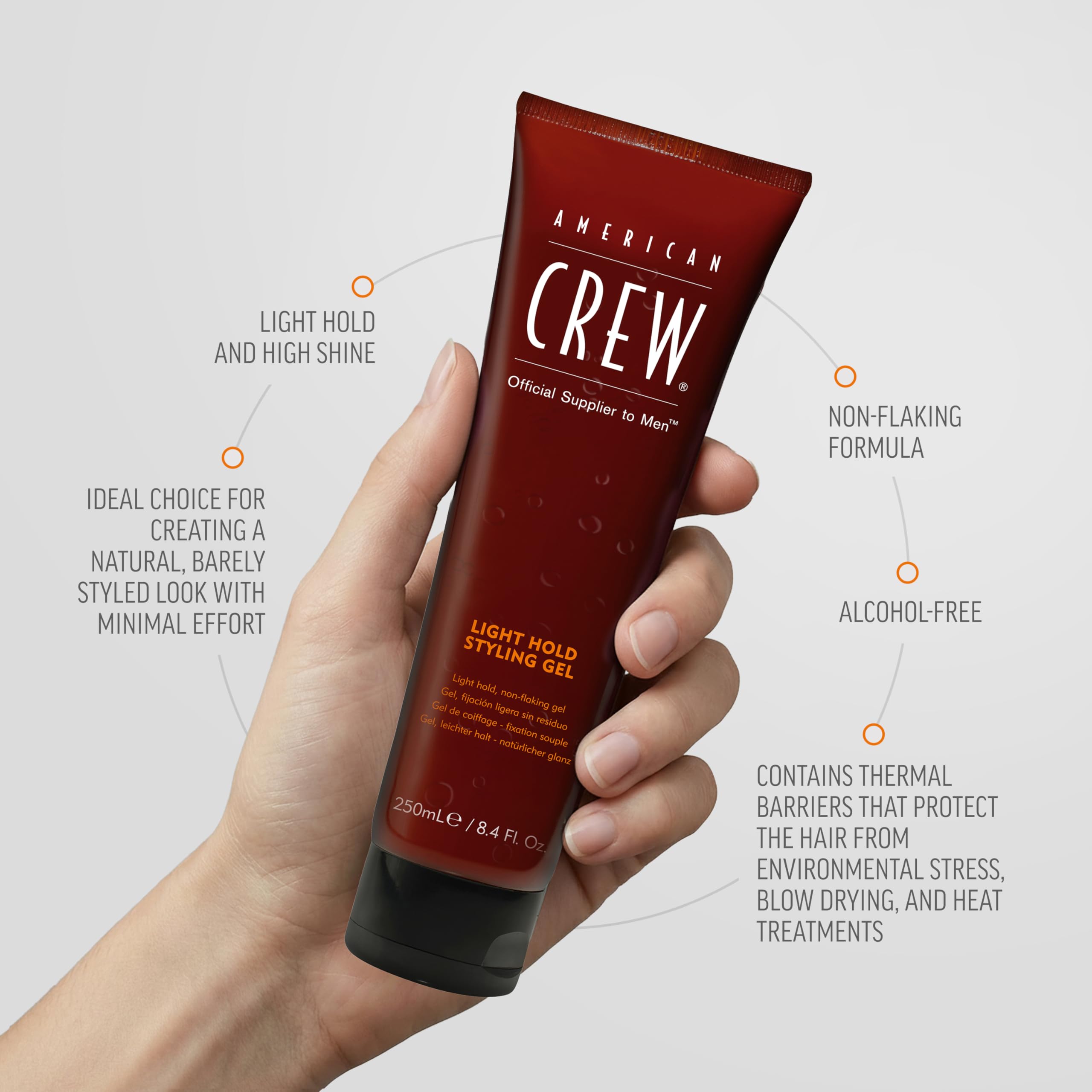 American Crew gel on fingers ready to apply for controlled, natural styling
