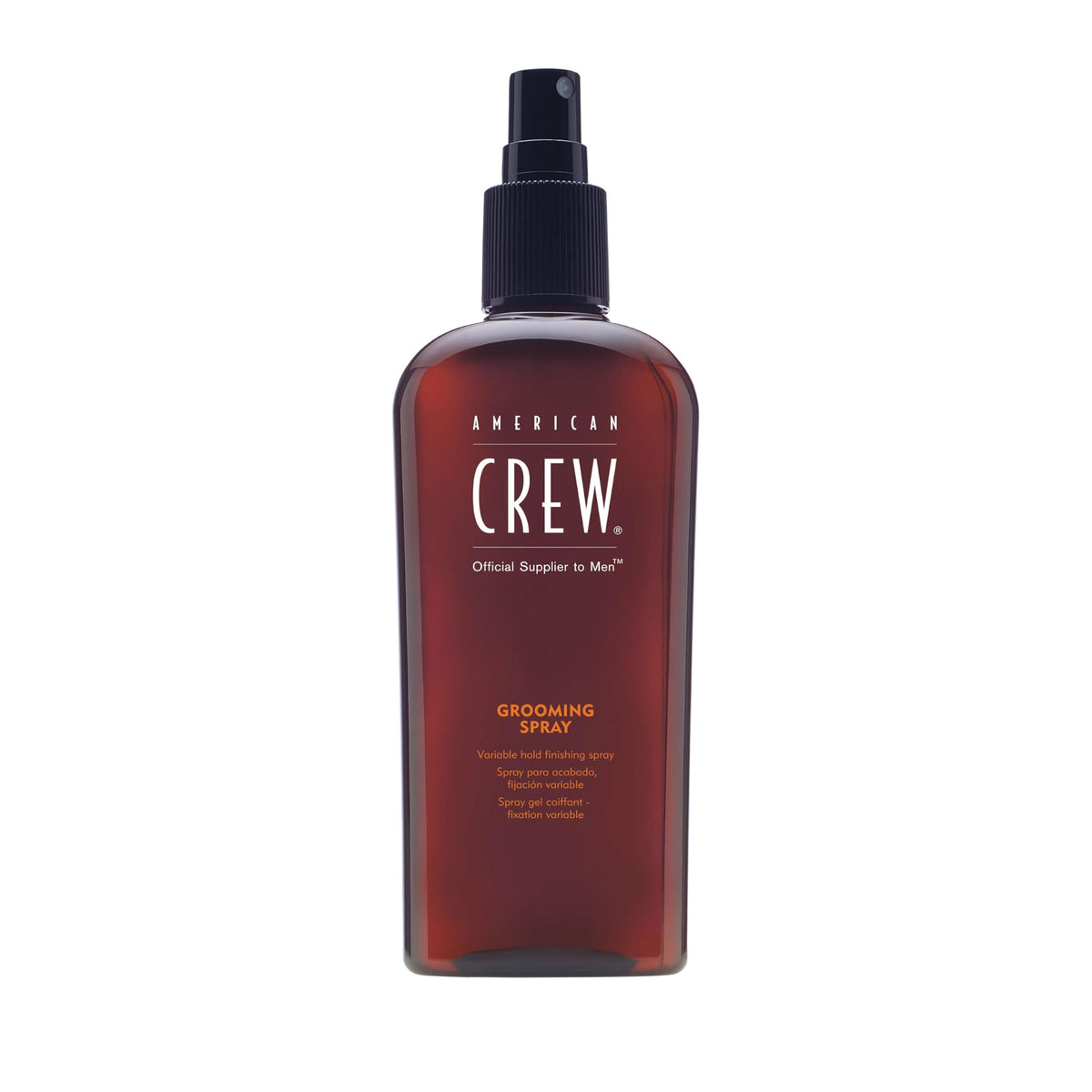 American Crew grooming spray front packaging showing bottle and branding for dependable styling