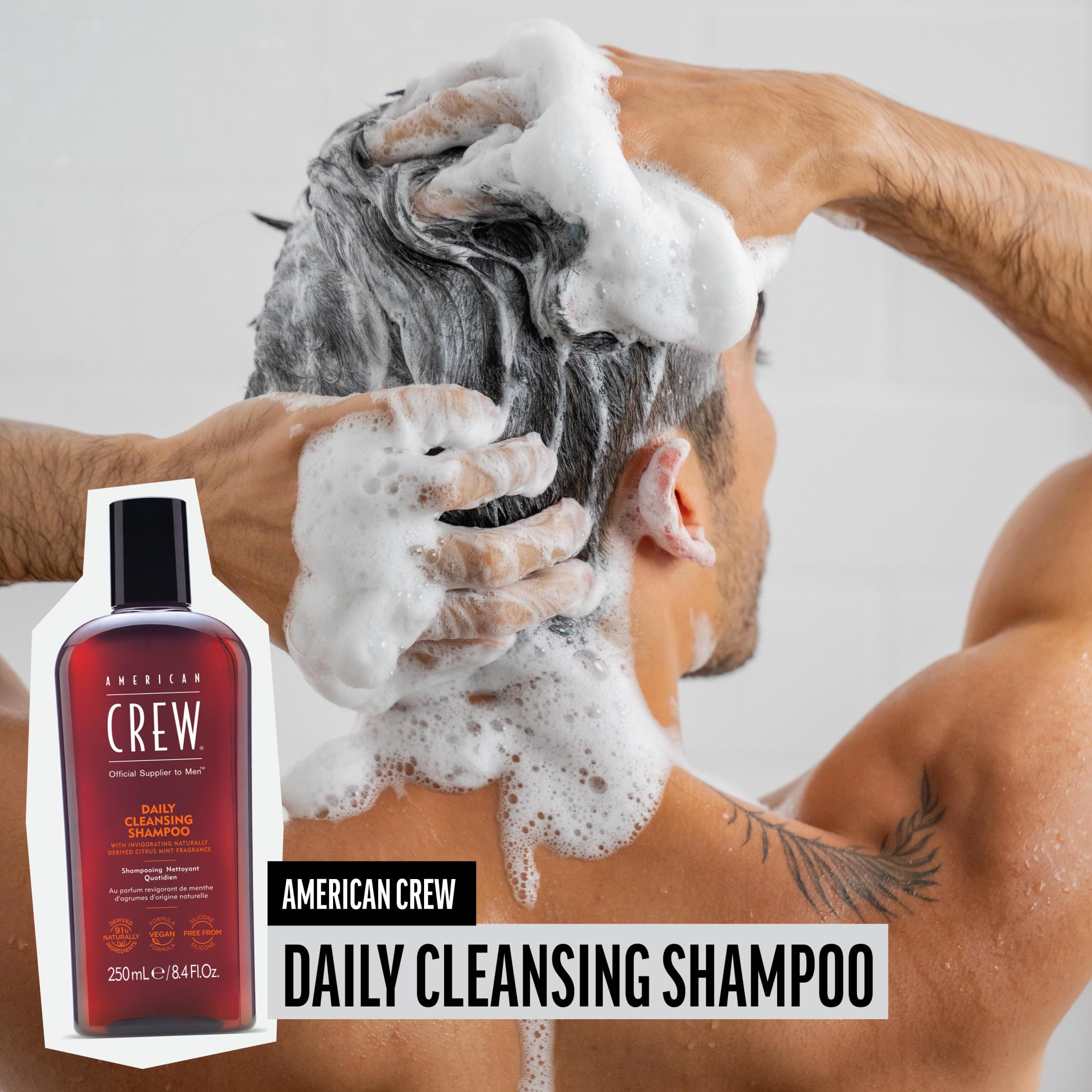 American Crew shampoo foam texture close-up demonstrating gentle lather benefit