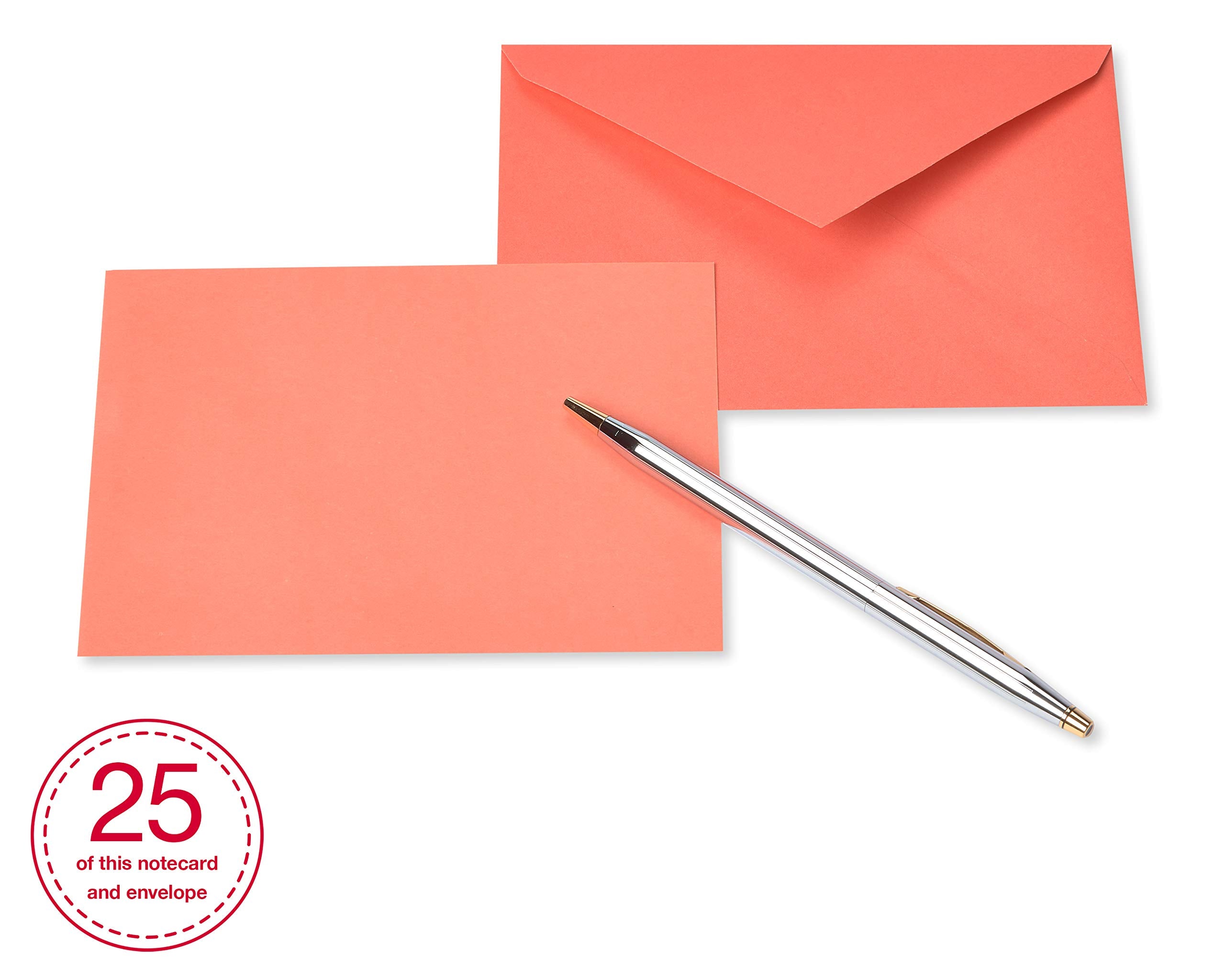American Greetings card beside a pen to show compact 4x5.25 inch scale benefit