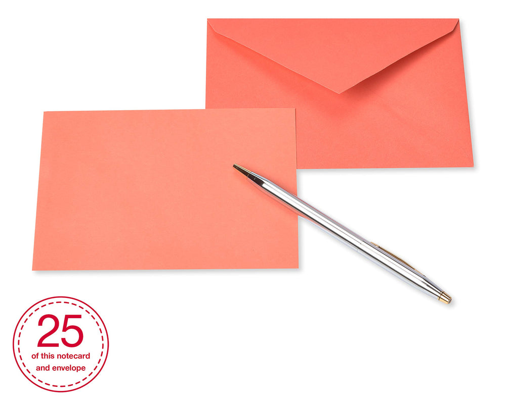 American Greetings card beside a pen to show compact 4x5.25 inch scale benefit