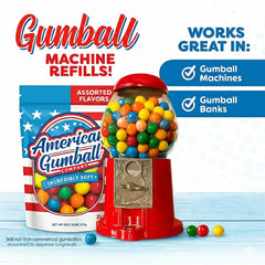 American Gumball Company close-up of glossy gumball texture, shows vibrant colors and quality