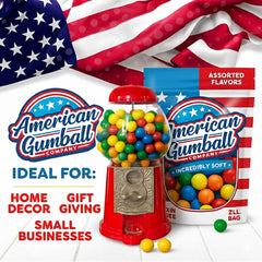 American Gumball Company gumballs in clear jar at party, offers colorful decorative appeal