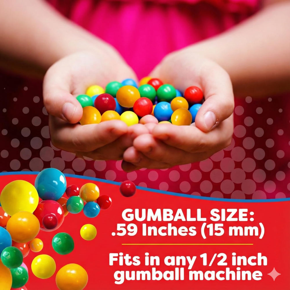 American Gumball Company resealable bag open with gumballs visible, preserves freshness