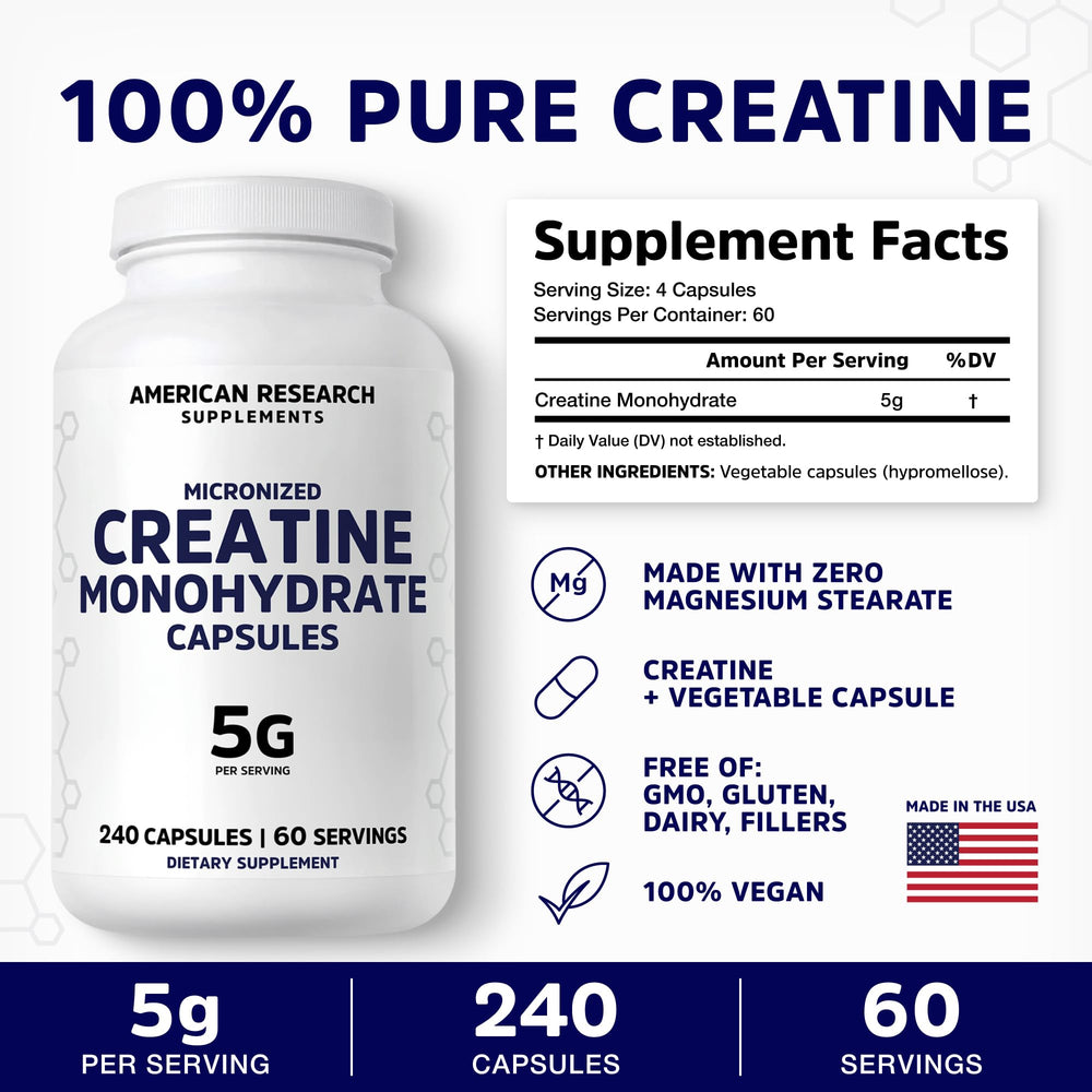 American Research Supplements close-up of a single capsule highlighting micronized texture benefit