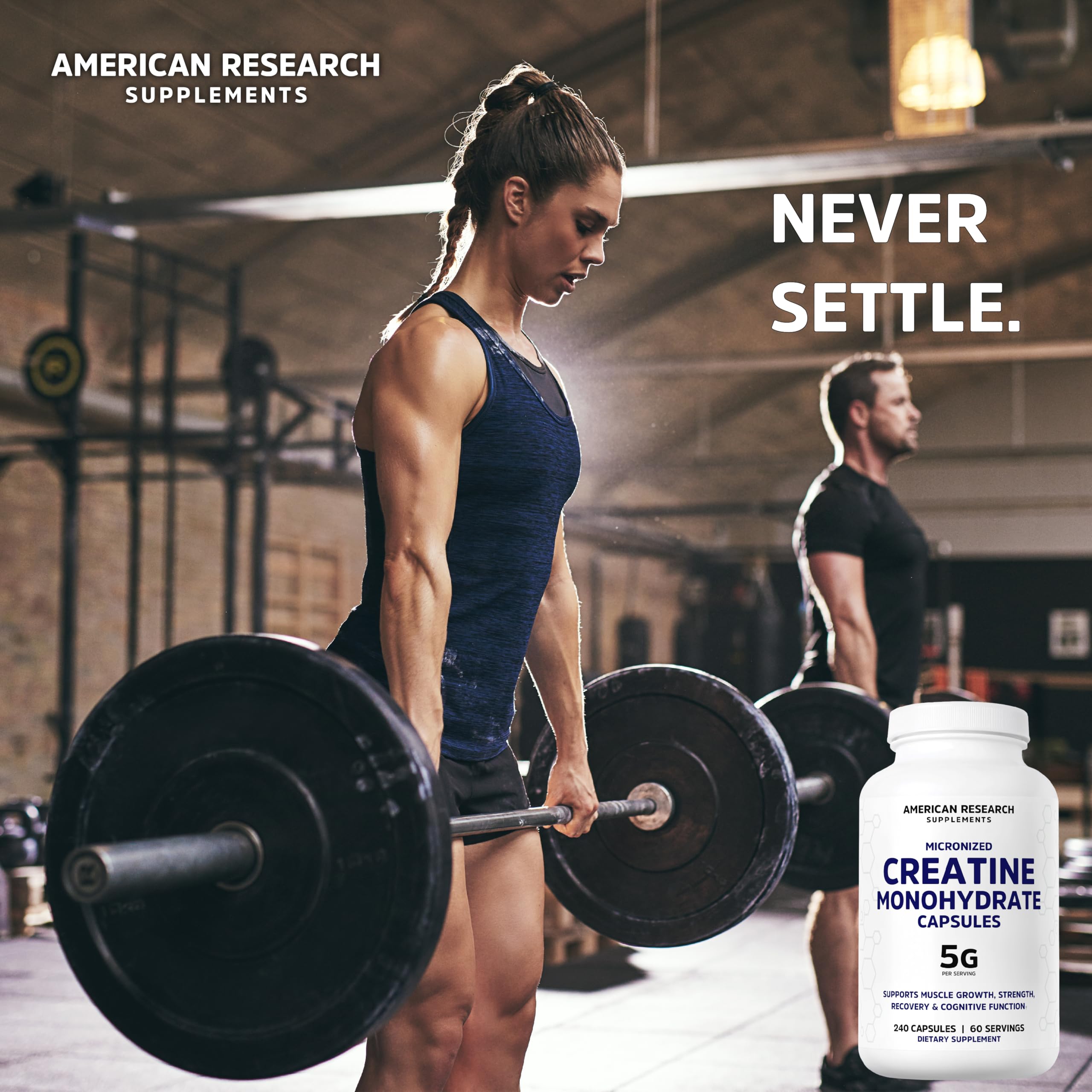 American Research Supplements cGMP facility badge and made in USA label assuring quality control