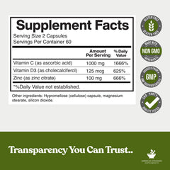 American Standard Supplements label close-up with clear ingredient amounts and dosing