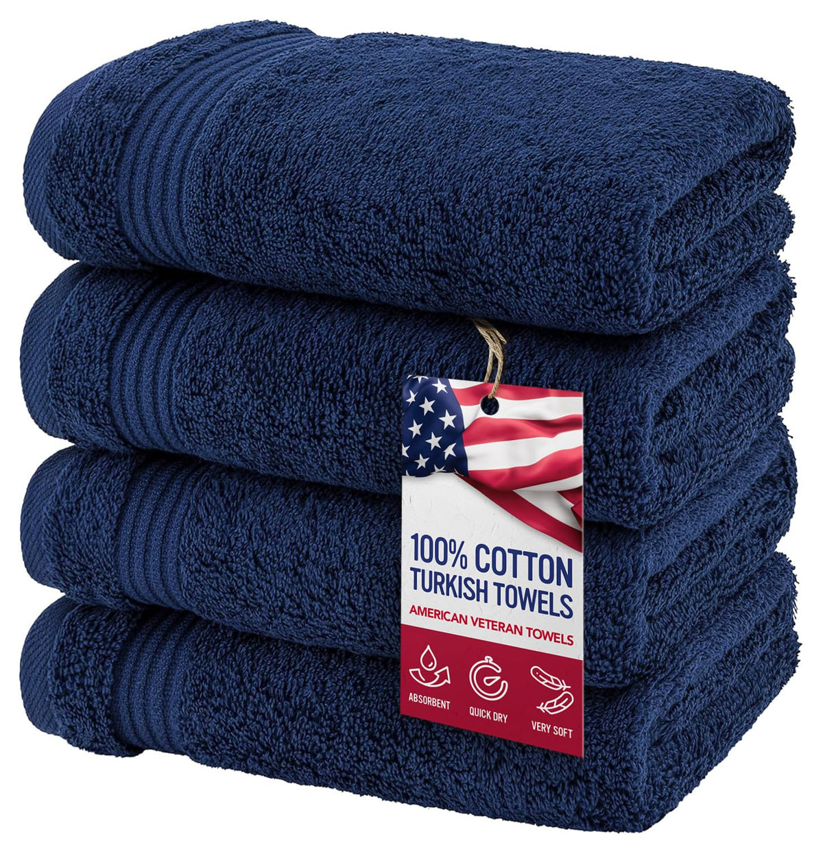 American Veteran Towel folded front view shows neat navy pack and premium look